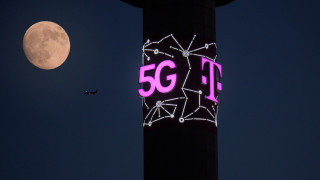 innovative large sized telekom illuminted channel letter signage on a tower with...