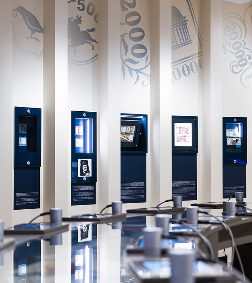 creative wall decal and installations about forint in the Money Museum